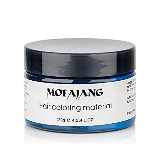 Temporary Blue Hair Wax, 4.23oz Instant Hairstyle Mud Cream, Natural Hair Coloring Wax Material Disposable Hair Styling Dye Ash (Blue, Dye Free) for Cosplay, Party, Masquerade, Halloween etc.