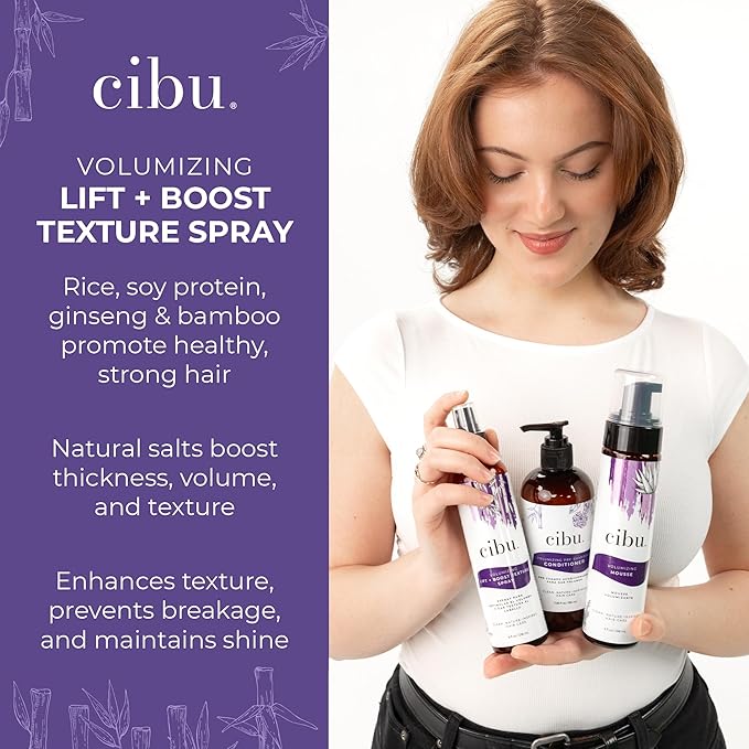 CIBU Volume Lift Texture Spray | Nutrient-Rich Volumizing Spray with Rice Soy Protein, Ginseng, Bamboo Extract & Natural Salts | 8oz